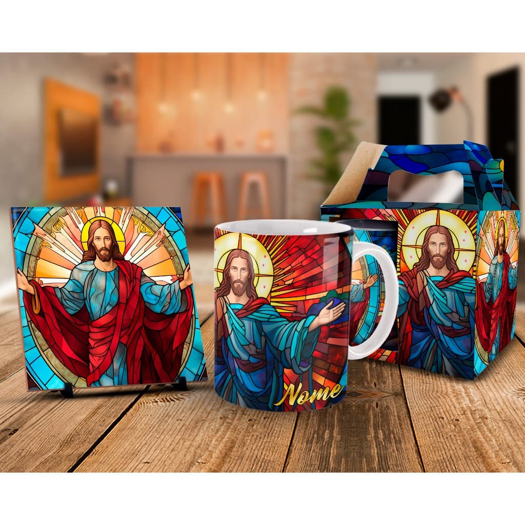 Caneca Jesus Cristo + Kit Personalizado com Nome