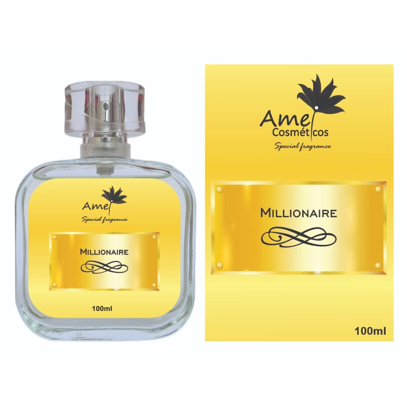 Perfume Masculino Millionaire Amei Cosmeticos Alta Fixação 33% de Essência Importada