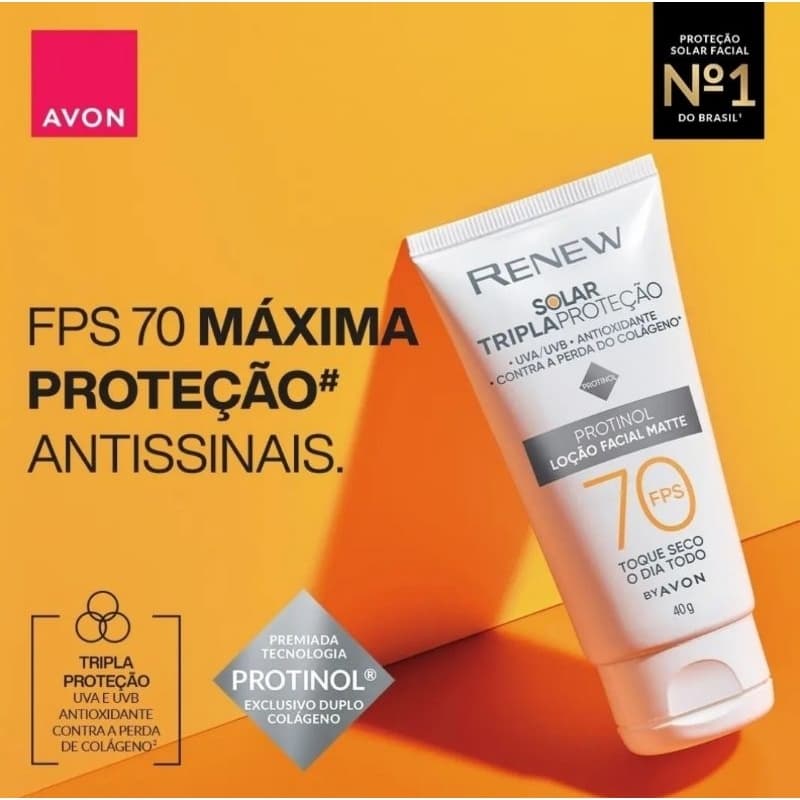 Avon Protetor Solar Loção facial Matte Renew Tripla proteção FPS 70 -40g