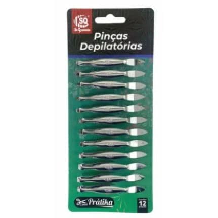 Kit com 12 Pinça Para Sobrancelhas Metal
