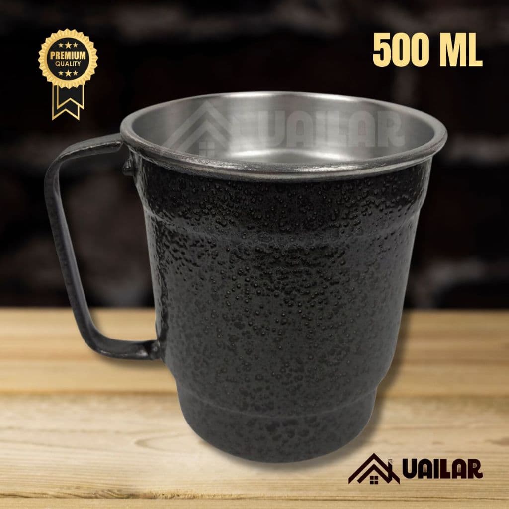 Caneca De Aluminio 500 ml com alça - Chopp N10 Pop Preto Craquelado com alça