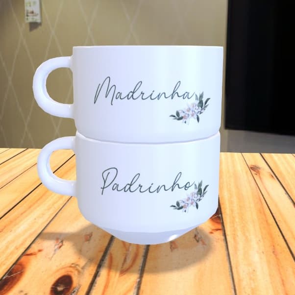 Xícara Personalizada Casamento Padrinhos e Pais dos Noivos Lembrancinha Presente 180ml