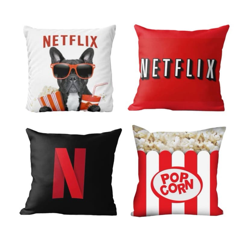 Jogo de 4 capas de almofada Decorativa/ Divertida personalizada Netflix