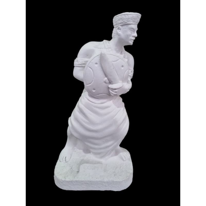 Imagem Orixá Ogum 20cm Gesso Cru para Pintar Espada e Escudo