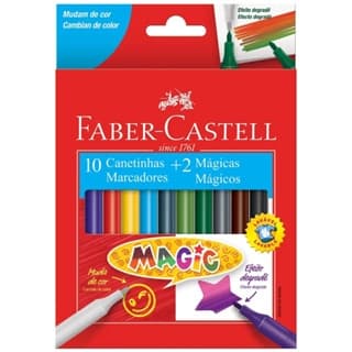 Canetinha Hidrográfica Magic Faber Castell 10 Cores + 2 Mágicas