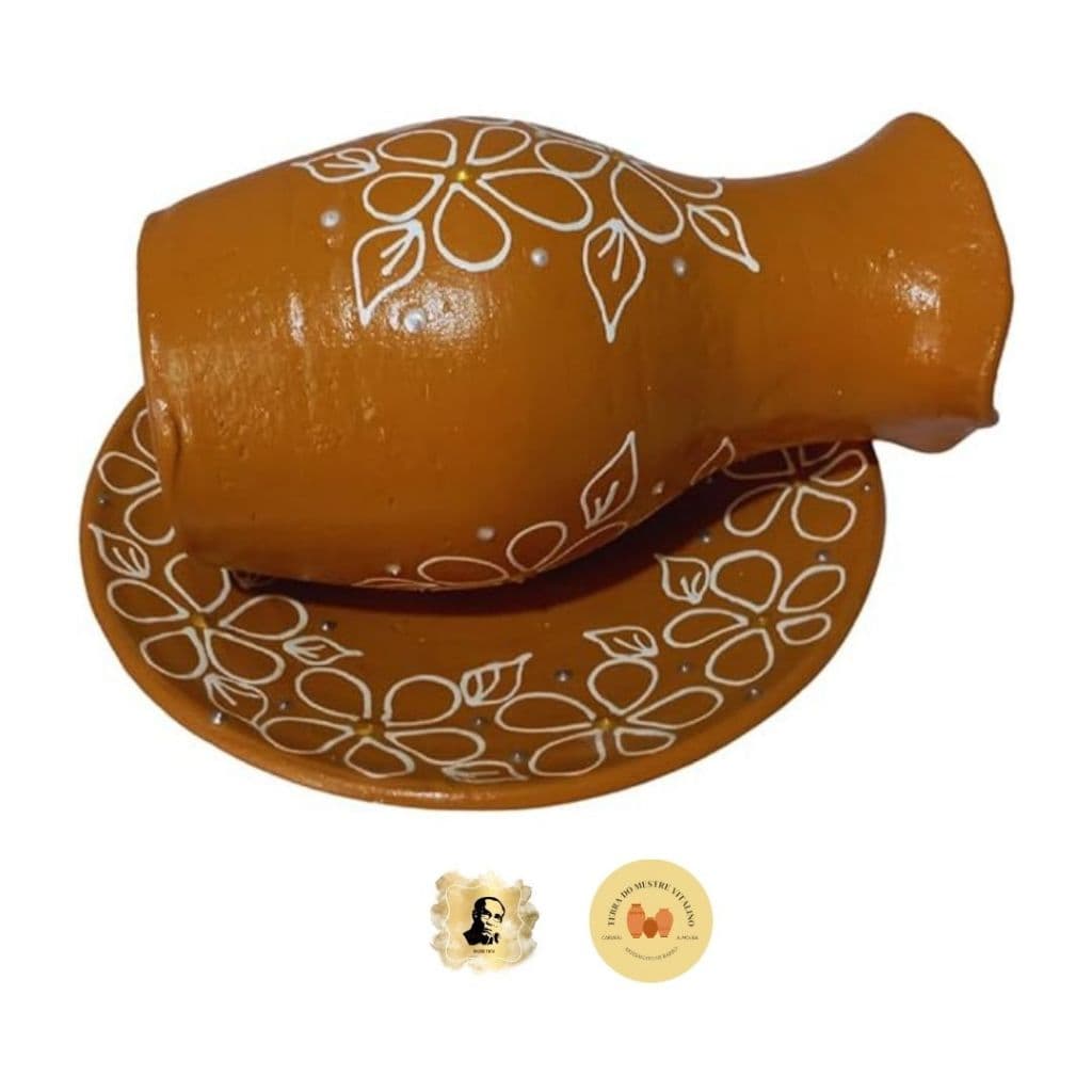 Conjunto Pote +Prato de Barro Forneado | Arranjo Funcional | 20cm