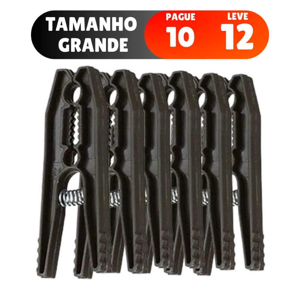 Kit 12 Prendedores De Roupas Grande Varal Pregador Roupa Reforçado Plástico Atacado