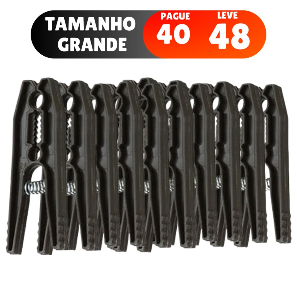 Kit 48 Prendedores De Roupa Grande Varal Pregador Roupa Reforçado Plástico Atacado