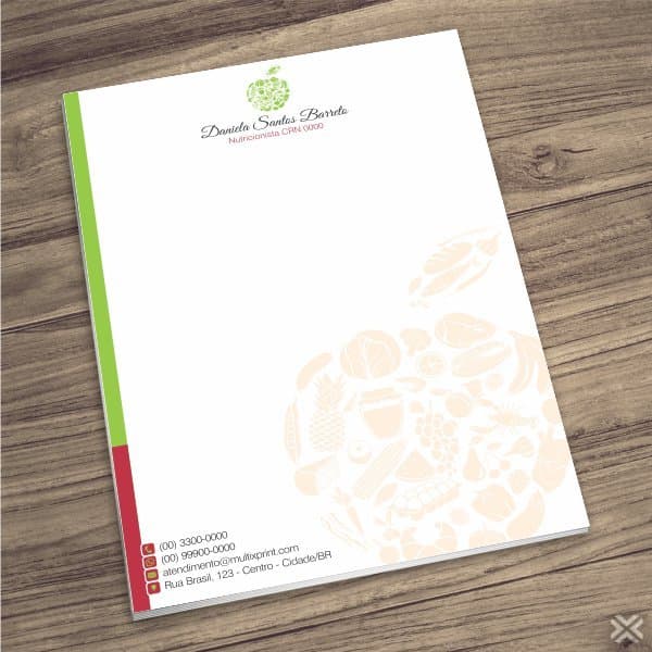 Bloco NUTRICIONISTA Personalizado e colorido - 14x20cm - 100 folhas e 50 folhas