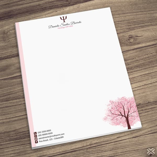 Bloco Receituário PSICOLOGO(A) 14X20CM PERSONALIZADO COLORIDO 50 OU 100 FOLHAS