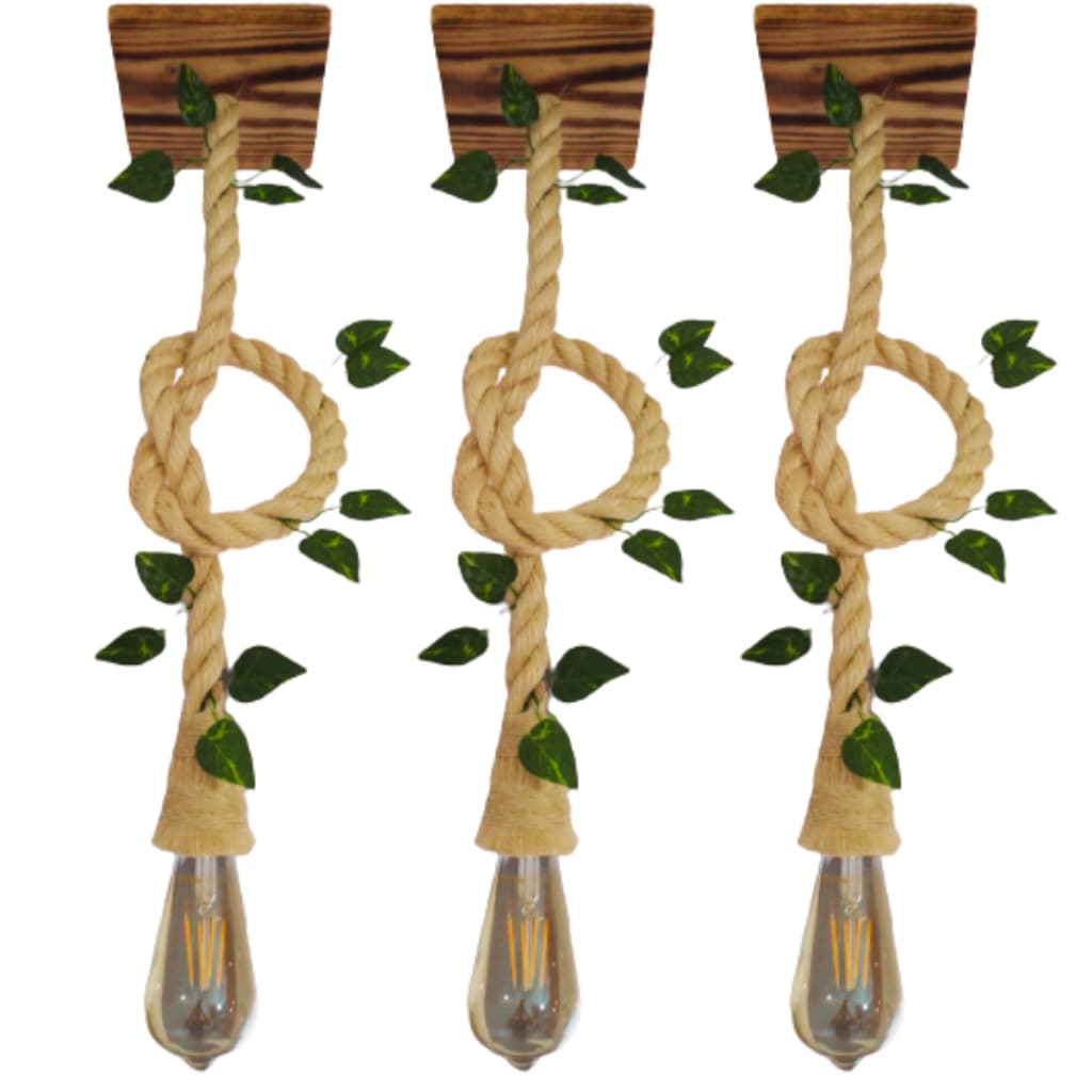 Lustre Luminária Rustico Kit com 3 Pendentes Decoração de Casa Sala Quarto