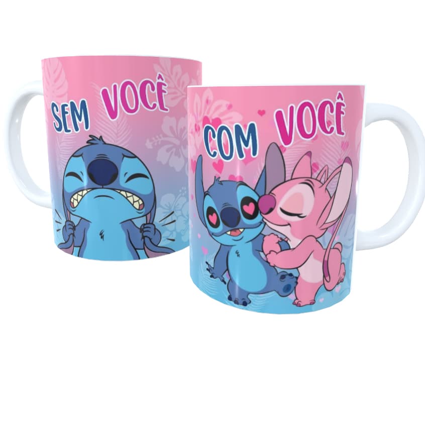Caneca Personalizada Lilo Stitch Frases Namorados Presente