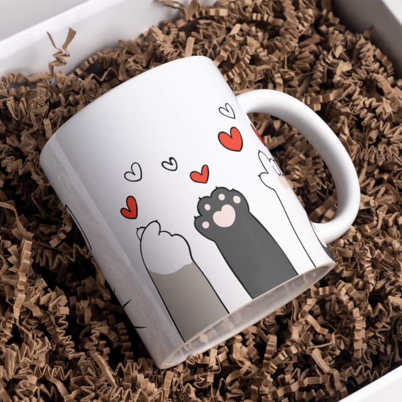 Caneca Gatinho Gato Patinha Personalizada Porcelana Presente