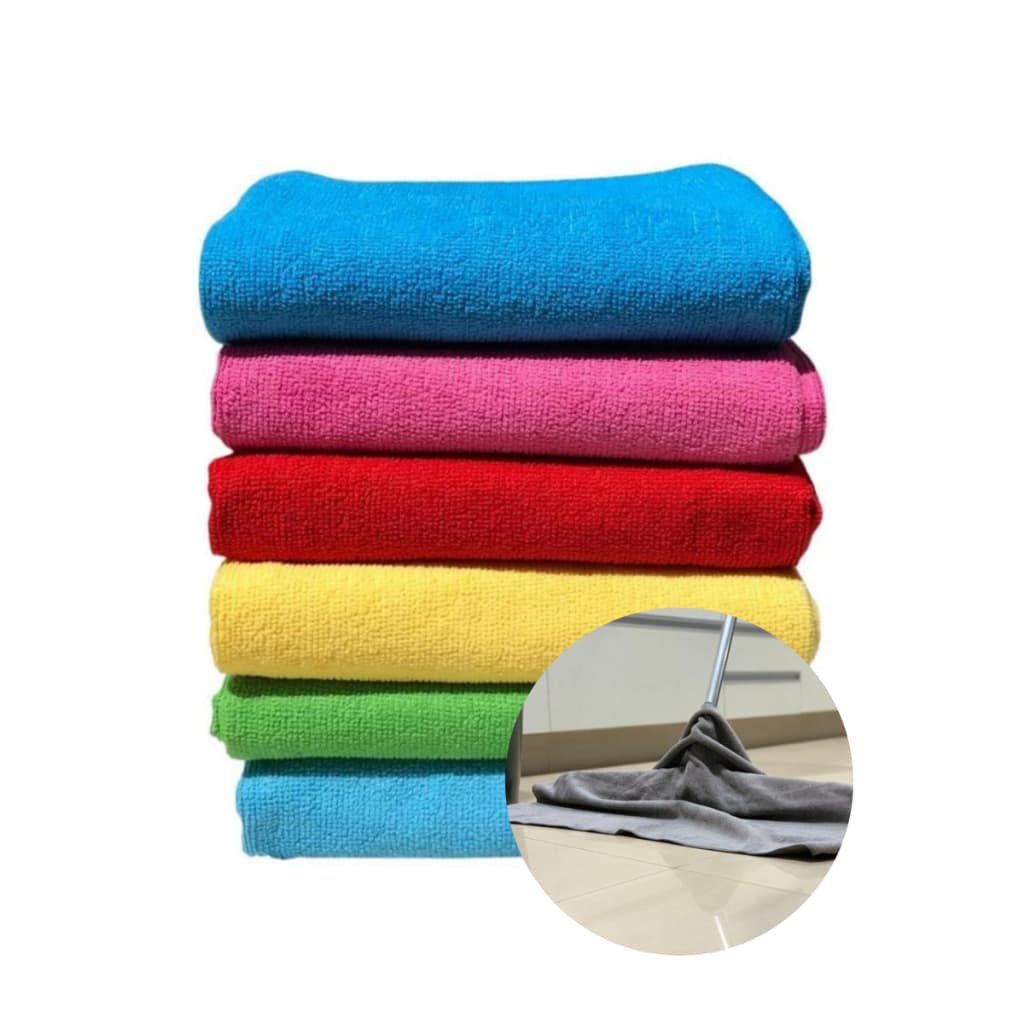 Kit 6 Panos de Chão  Microfibra 50x60cm Anti Risco Limpar Cozinha Quarto Sala Banheiro Polimento Limpeza Profunda