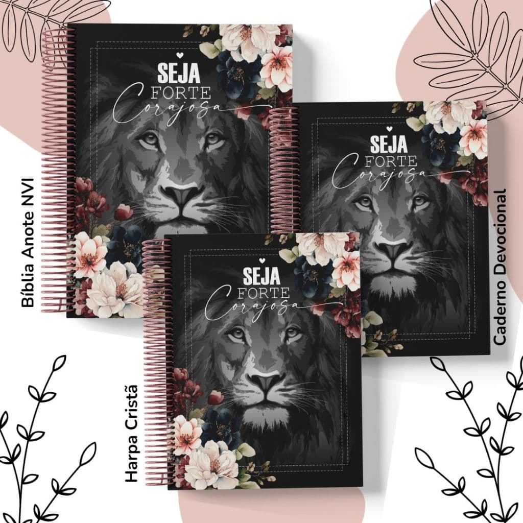 Kit Biblia Anote Capa Dura Versão NVI + Caderno Devocional e Harpa Cristã Personalizado
