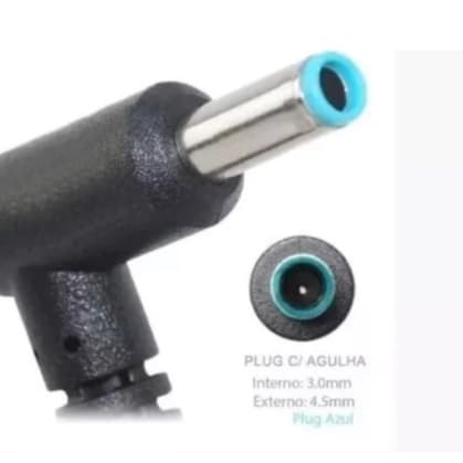 Cabo Para Carregador Notebook Reparo HP Azul 4,5 X 3.0MM