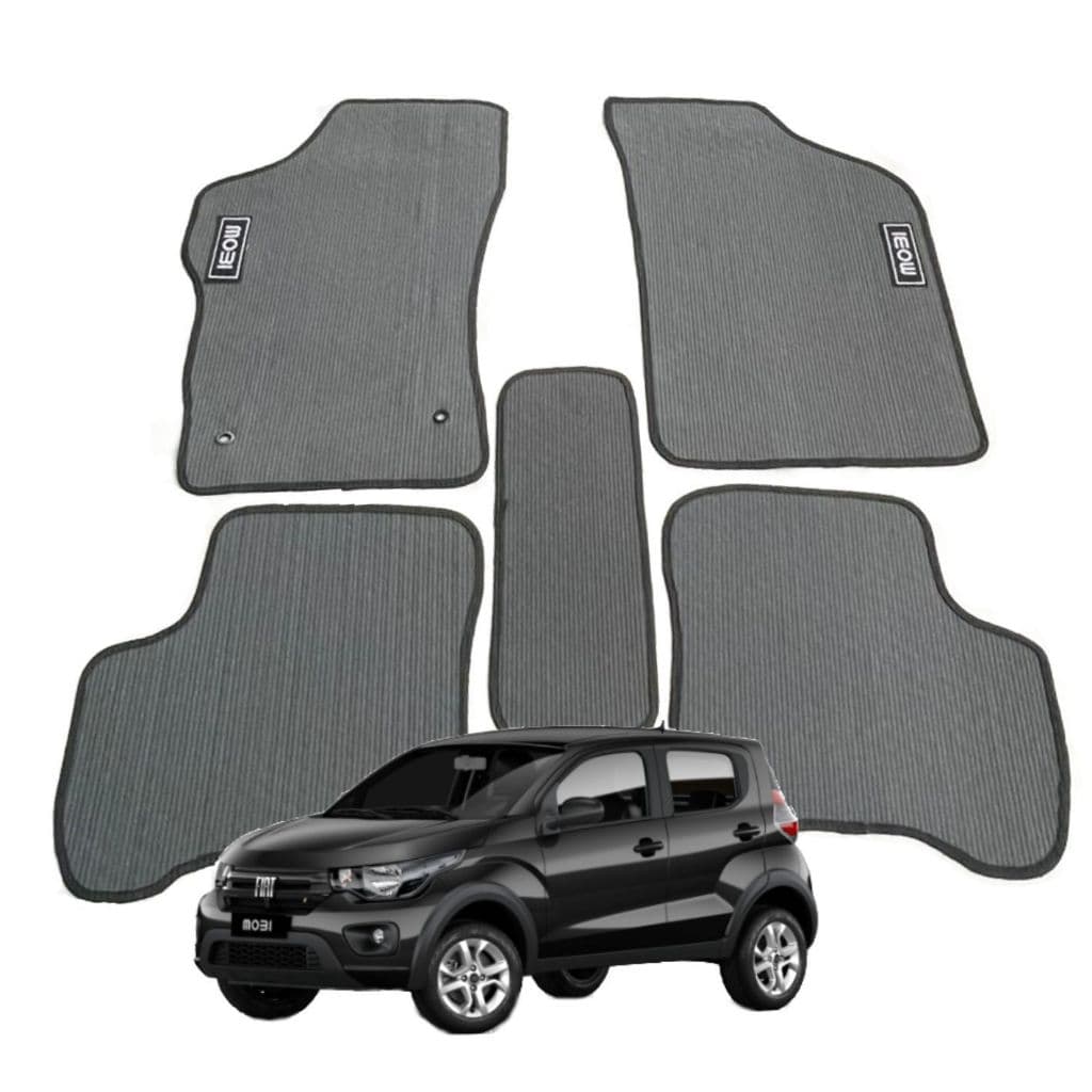 Jogo 5pçs Tapete Automotivo P/ Fiat Mobi Pvc Borracha Preto