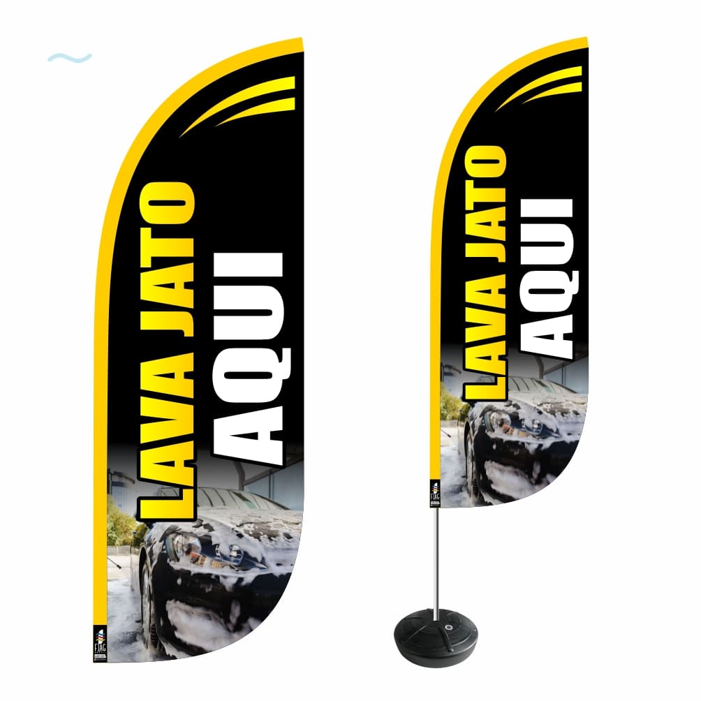 Wind Banner Lava Jato Completo 2,7m Dupla Face Alta Qualidade ENVIO EM 24H