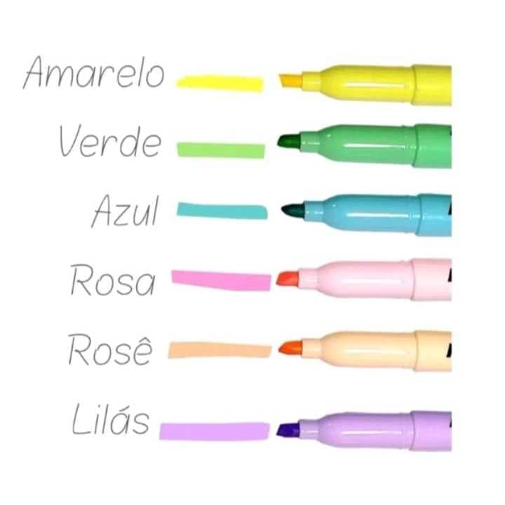 Caneta Marca Texto kit 6 unidades Pastel Masterprint