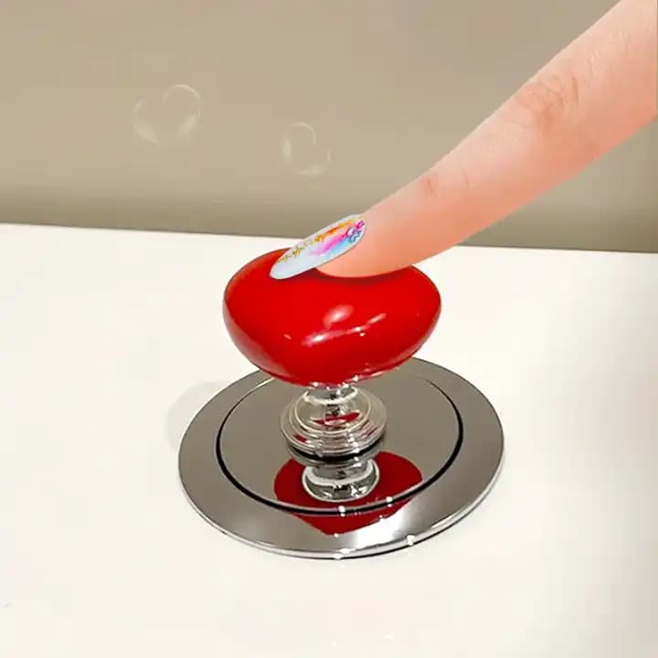 Botão Decorativo Kit 2 Corações Coração para Descarga Sanitária Banheiro Puxador de Gaveta Armário Salva Unhas Grandes
