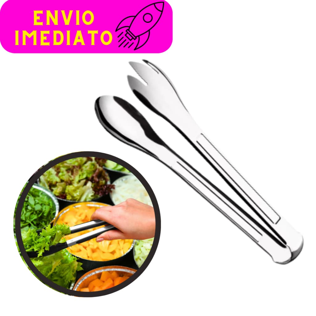Pegador de Salada Pegador Multiuso Pães Massas Aço Inox 20,5cm ideal para Servir Pega Churrasco