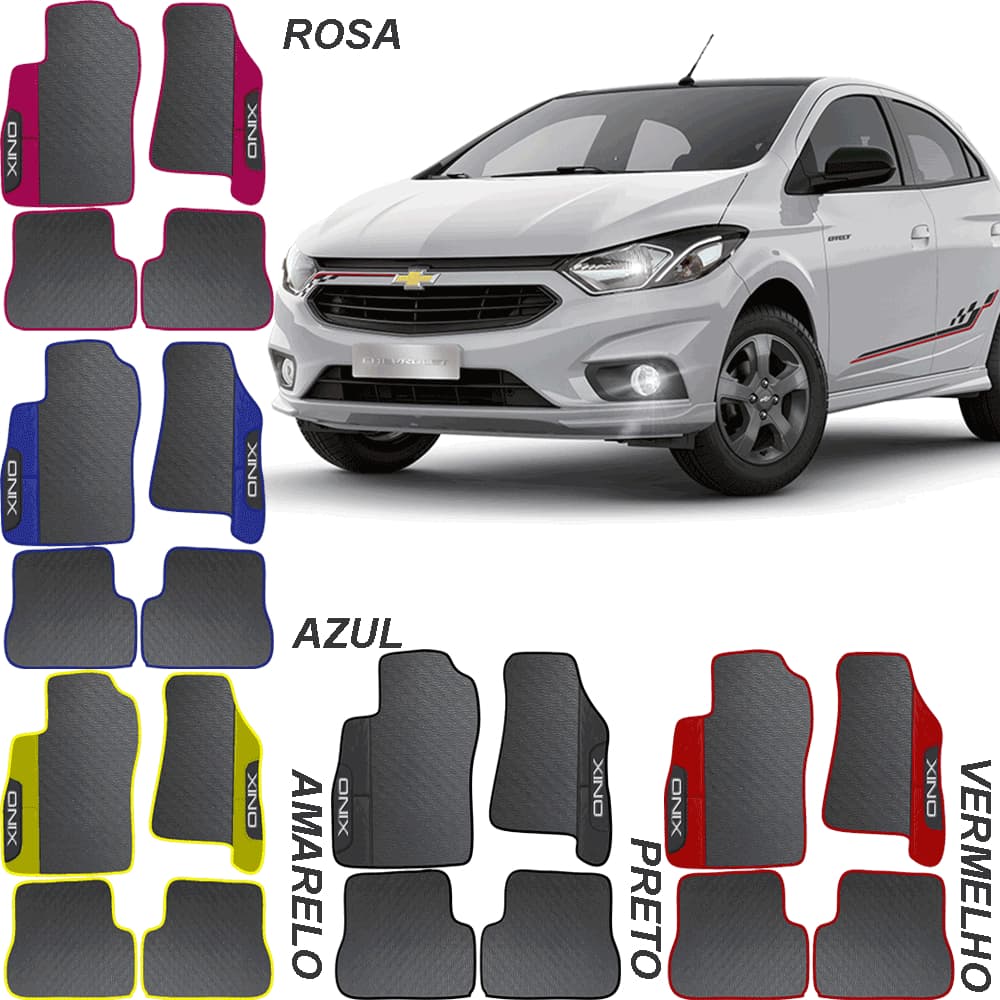 LINDO JOGO TAPETE 4 PEÇAS  AUTOMOTIVO   AMARELO AZUL PRETO VERMELHO VERMELHO  ONIX 2017 A 2022
