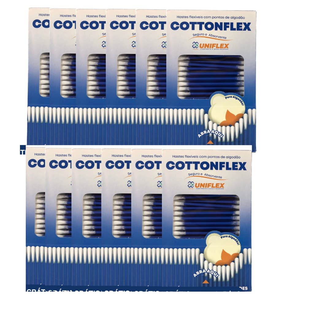 KIT 12 Cotonetes 75 unidades cada caixa -  CottonFlex