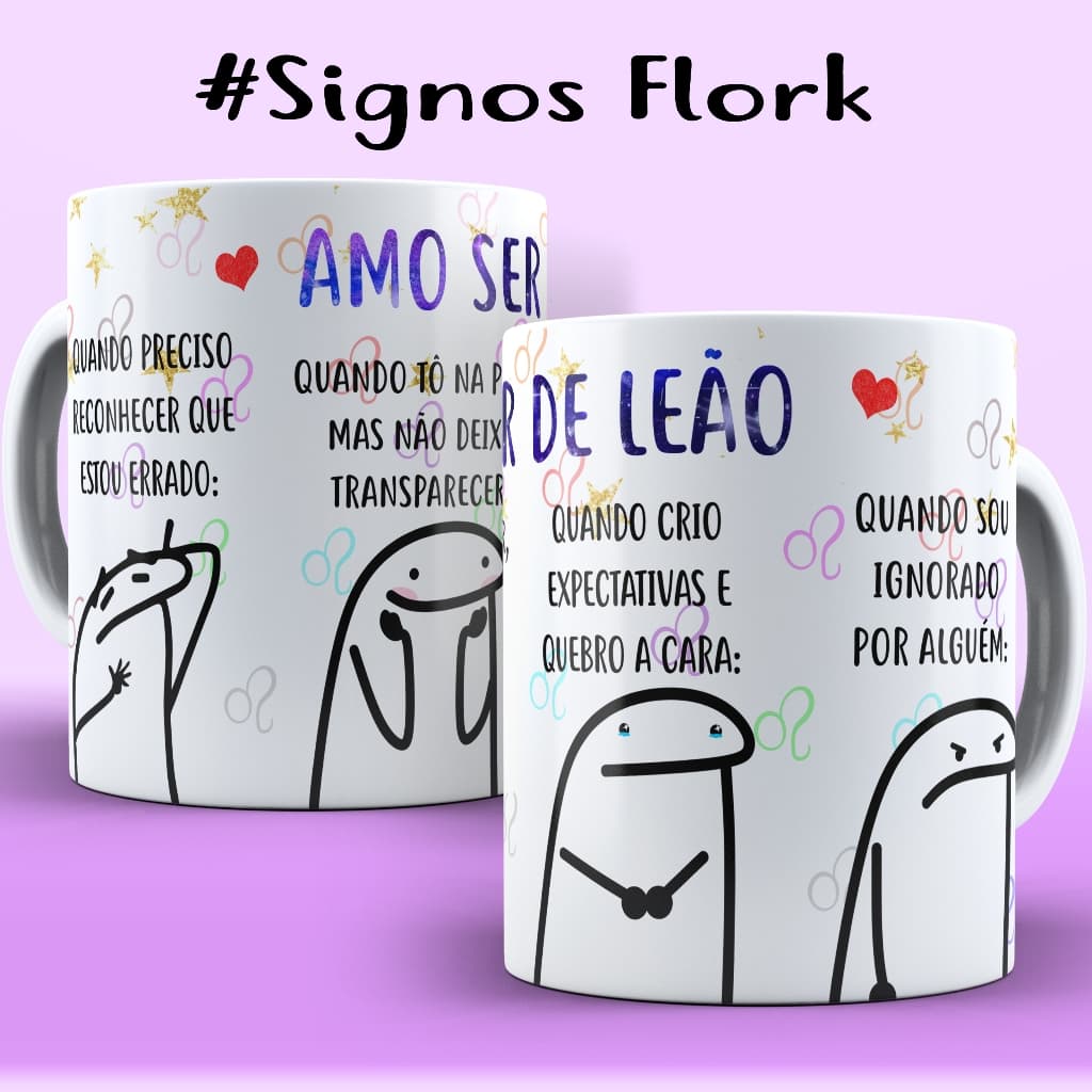 Caneca de Porcelana Meme Bento Flork Signos para Presente