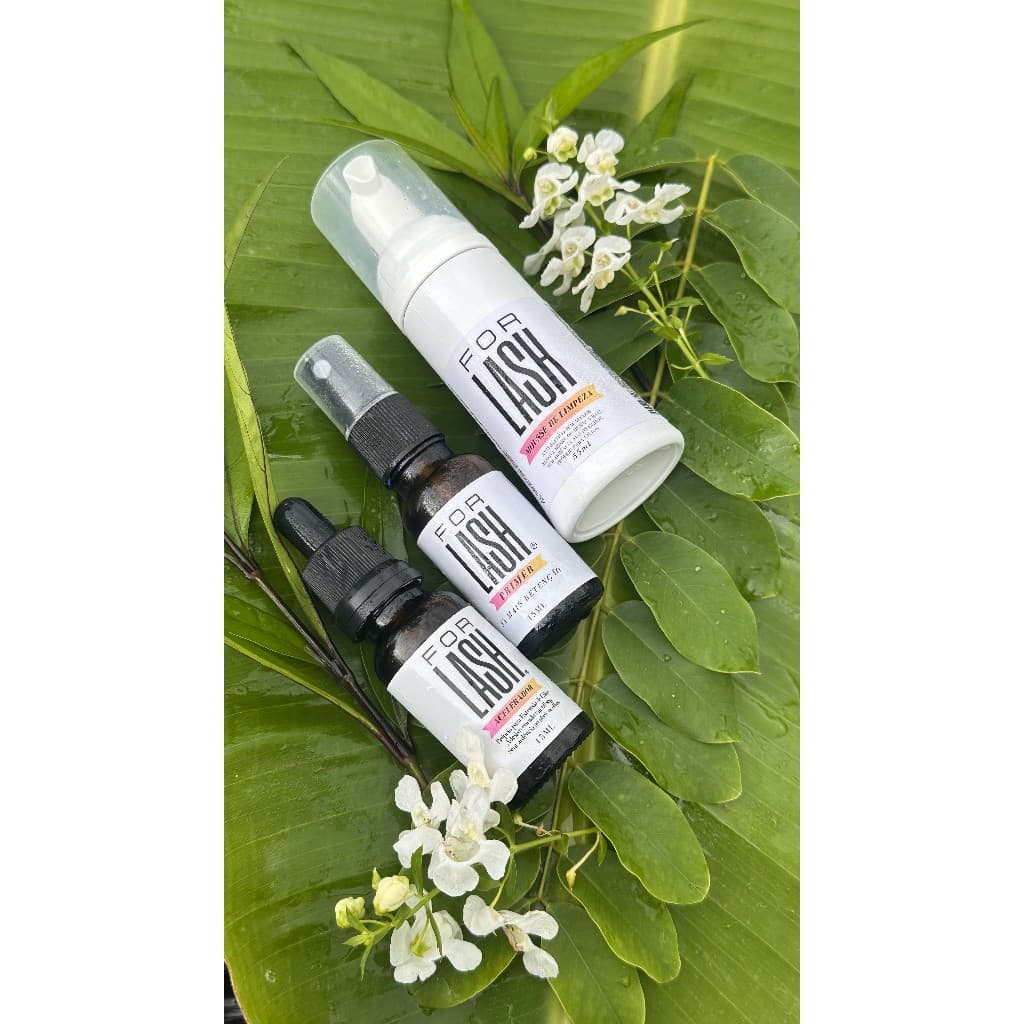 Kit de Retenção Extensão de Cílios FORLASH (Espuma limpeza Cílios + Primer Cílios + Acelerador cola extensão cílios)