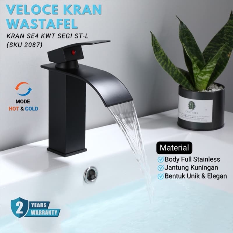 Torneira De Luxo Banheiro Lavabo cuba Cascata Monocomando Quente e Fria Bica Baixa Preto/ prata/ dourado  Fosca