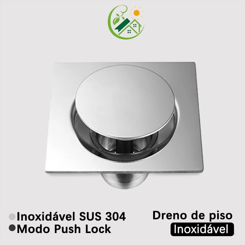 2 Tamanhos de dreno de piso tipo prensa oculto de aço inoxidável tipo pedal dreno de piso dreno montado