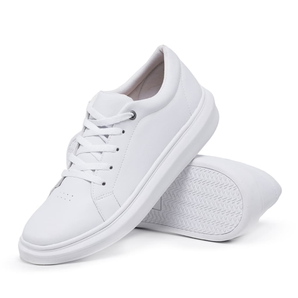 Sapatenis Tênis Casual Masculino Formal Tendência Sola Alta Oversize Branco Preto Sintético Macio Sneaker Conforto