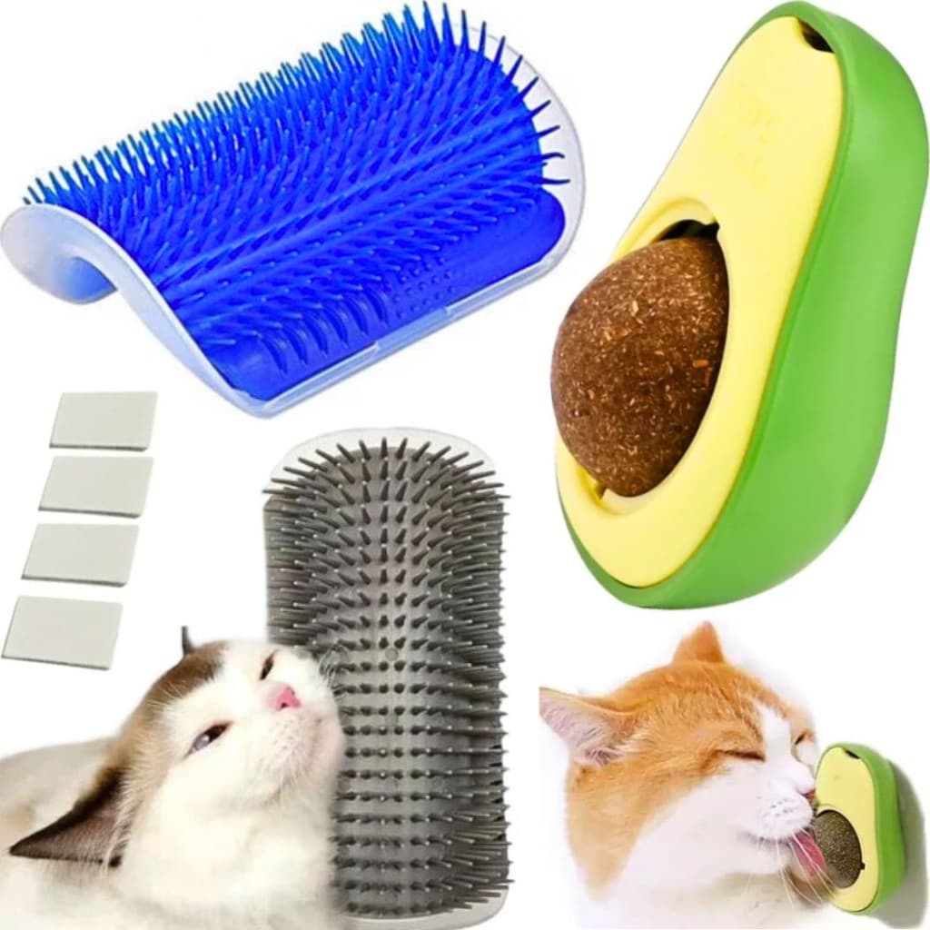 2 Brinquedos Interativo Para Gato Pet Erva Catnip Escova Parede