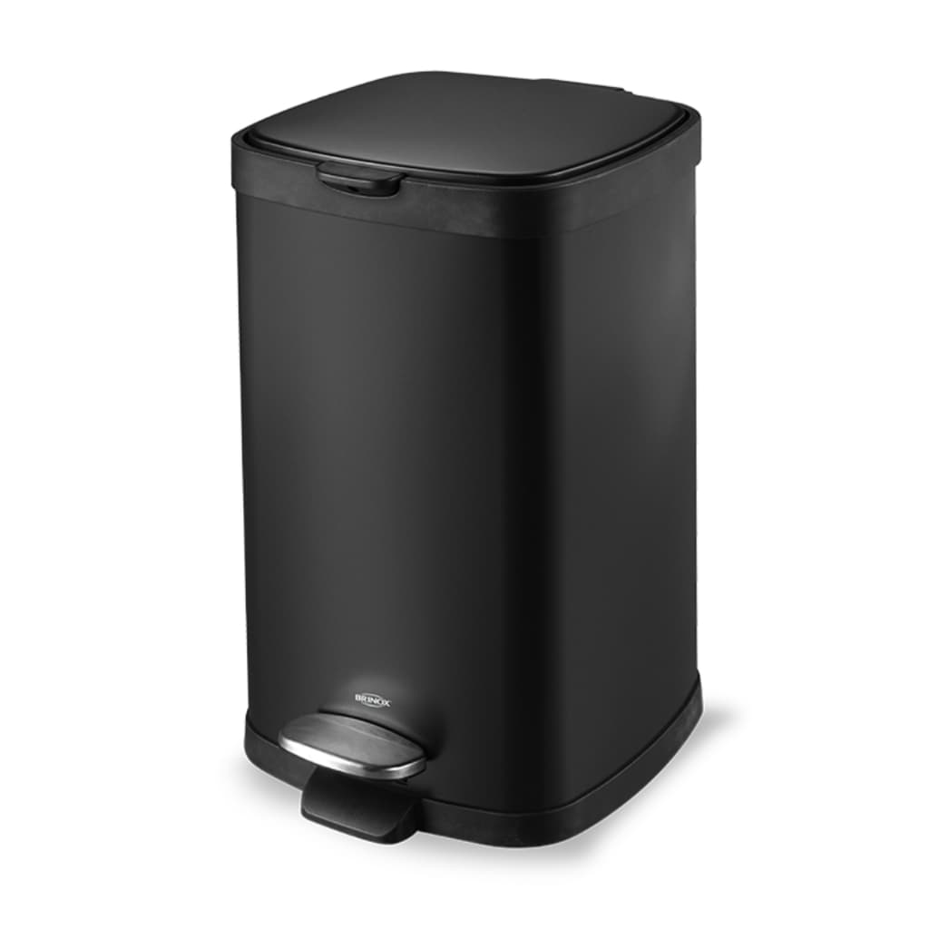 Lixeira Com Pedal Brinox Frame 12 Litros - Em Aço Carbono Preto