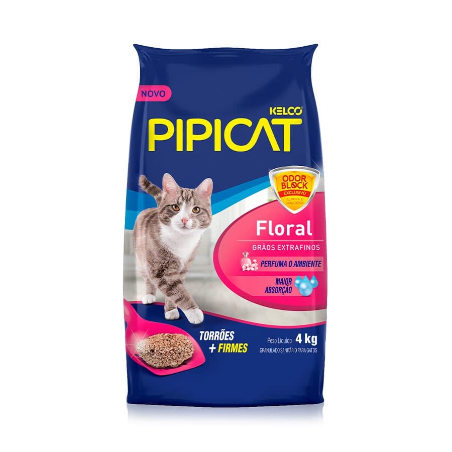 Areia Higiênica Pipicat Floral Para Gatos - 4kg