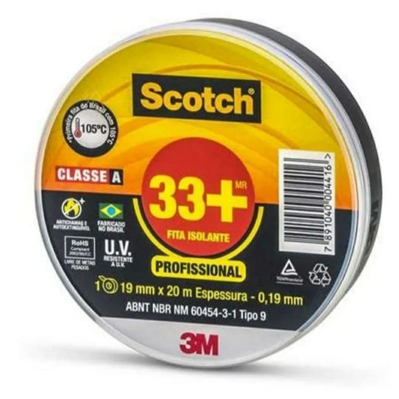 Fita Isolante 3m Scotch 33+ / 19mm X 5 e 20 Metros