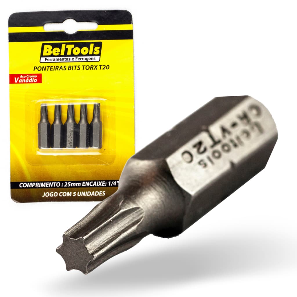 Kit c/ 5 Ponta Bit Torx 25mm X 1/4 XT20 Beltools