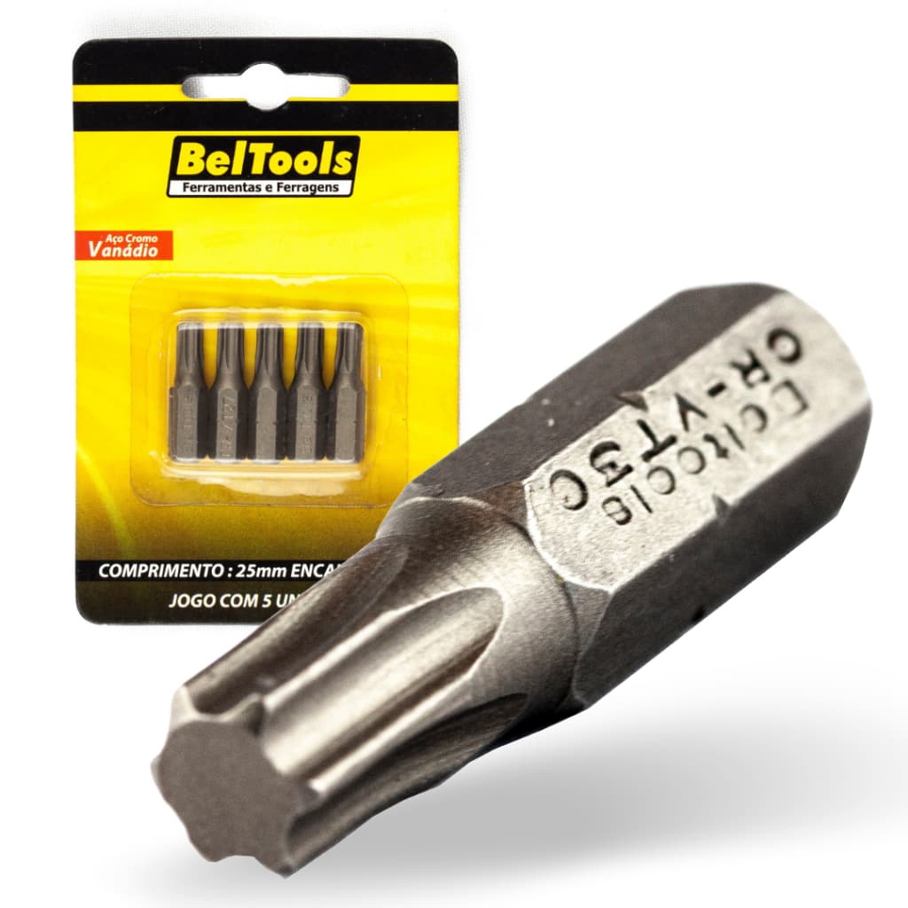Kit c/ 5 Ponta Bit Torx 25mm X 1/4 XT30 Beltools