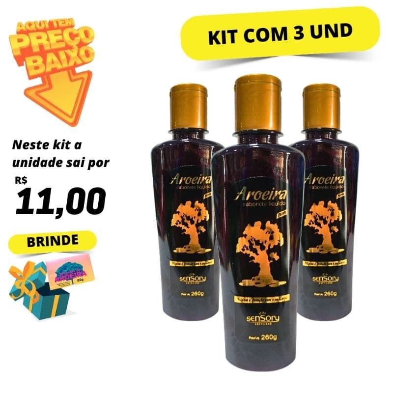 Kit com 3 Sabonete Líquido de Aroeira Regata 270ml