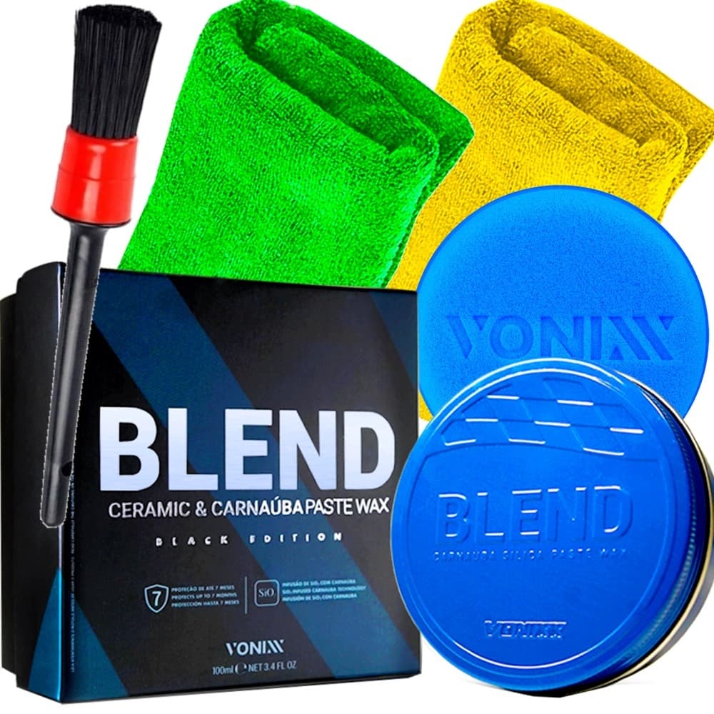 Cera Automotiva Blend Paste Wax Black Vonixx Cera para Carro Preto Escuro 2 Toalha Pano Pincel Aplicador