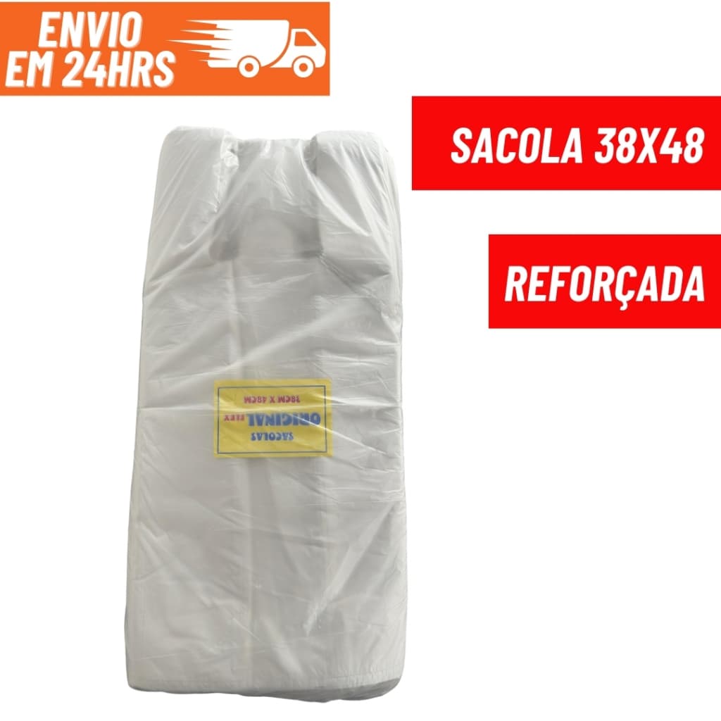 Sacola Reforçada Plástica Resistente 38x48 Branca Para Comércio Para Mercado Para Padaria Multi Uso