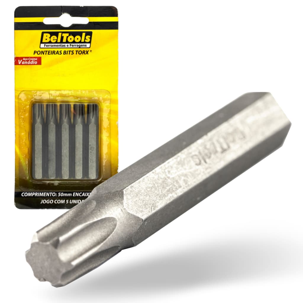 Kit c/ 5 Ponta Bit Torx 50mmX5/16XT45 Beltools