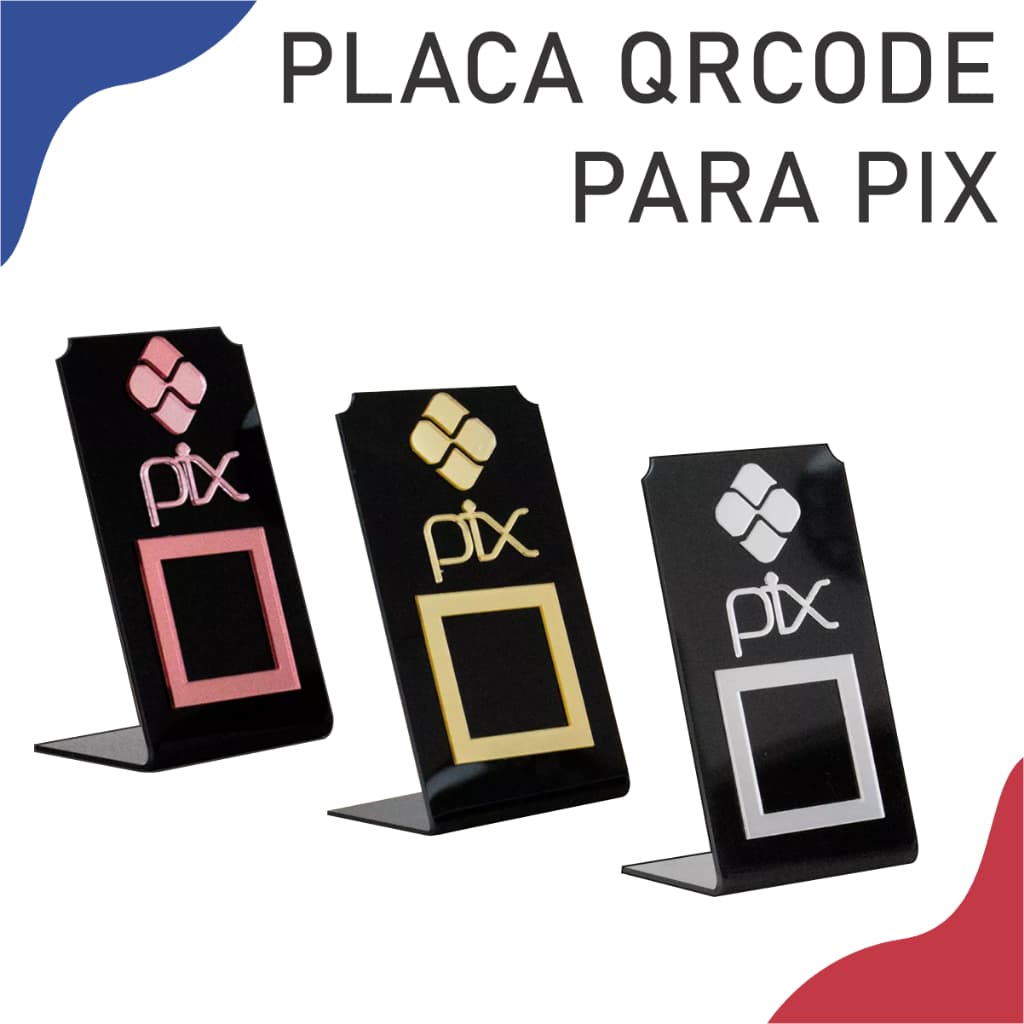 Placa Pix em Acrílico Pagamento QRCode Para Balcão