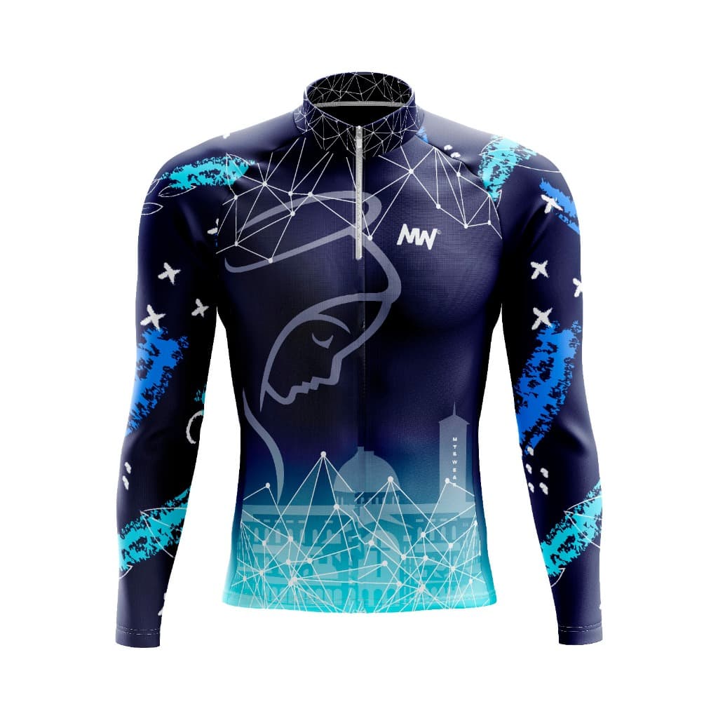 Camisa De Ciclismo Mtb Nossa Senhora Azul Manga Longa 2023 Masculina/Feminino e Infantil
