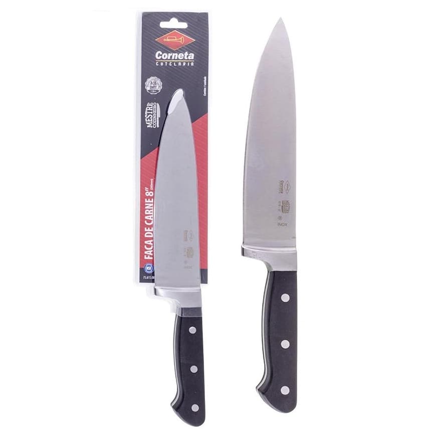 Faca Chef Mestre Cozinheiro 8 Polegadas Inox Profissional Corneta