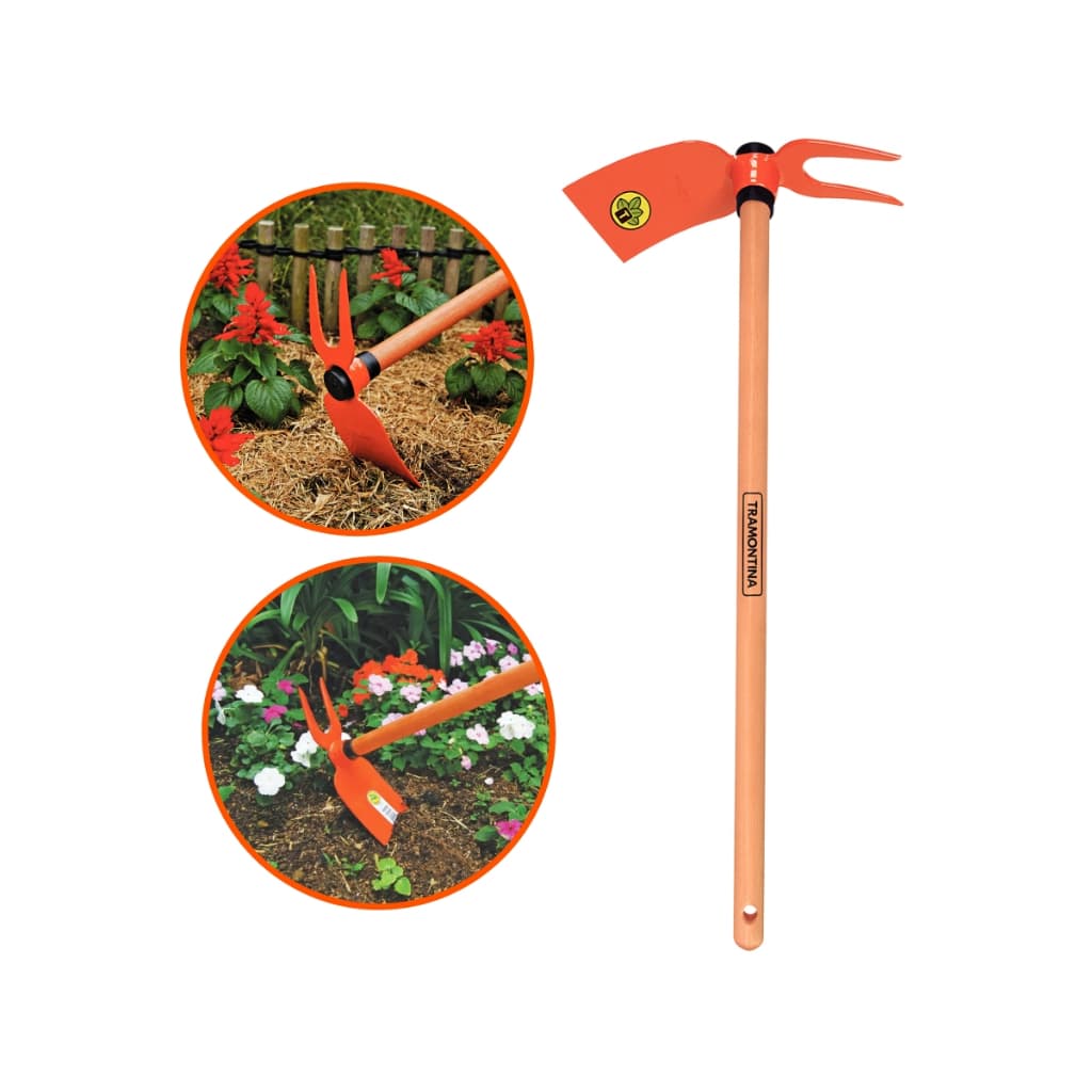 Sacho Duas Pontas Em Aço Carbono Com Cabo 60cm Para Jardinagem Jardim Tramontina Ref. 77802201