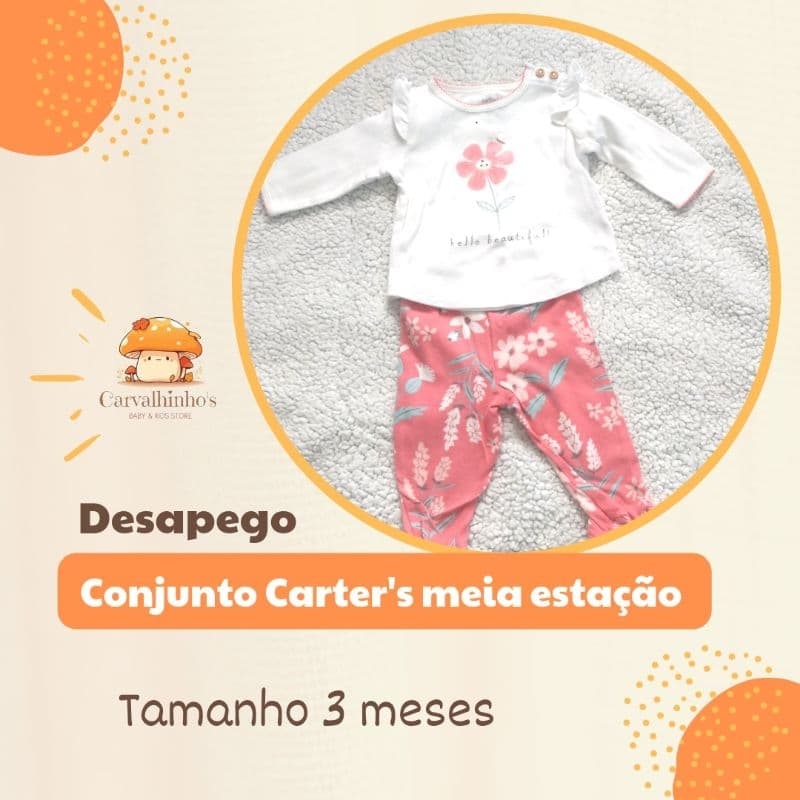 Conjunto Carter's meia estação floral 3 meses desapego roupa bebê menina