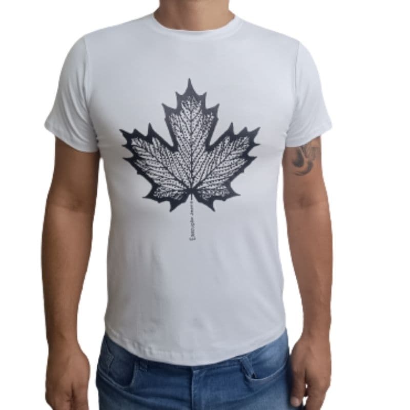 Camiseta Masculina Malha Camisa Com Strass Desenho Folha do Canadá
