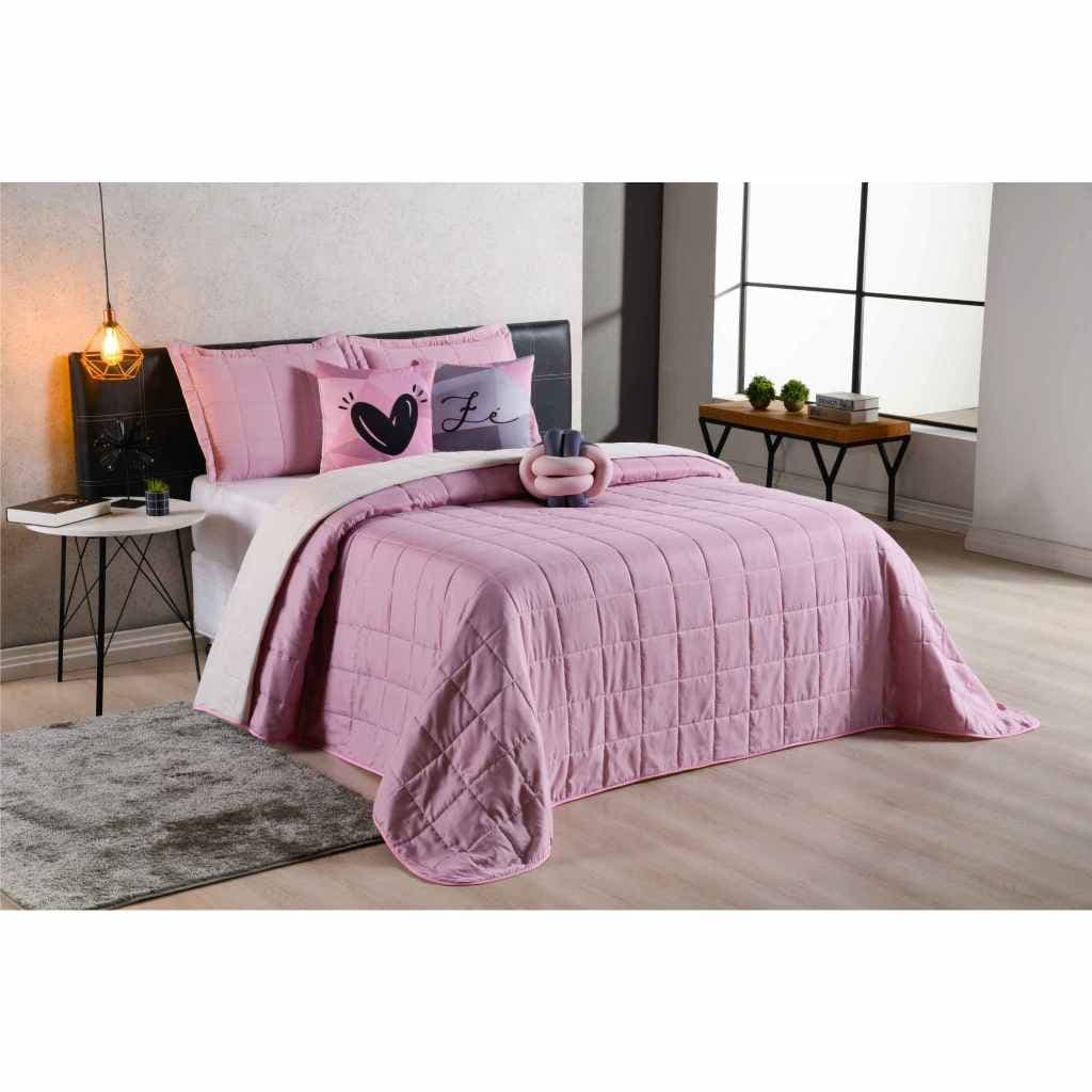 Colcha Cobre Leito Casal Queen Dupla Face Kit 6 Peças Stillus 2,60mx2,50m