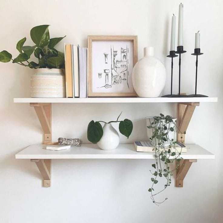 Prateleira de Livros e Objetos Decorativos suporte Madeira Pinus